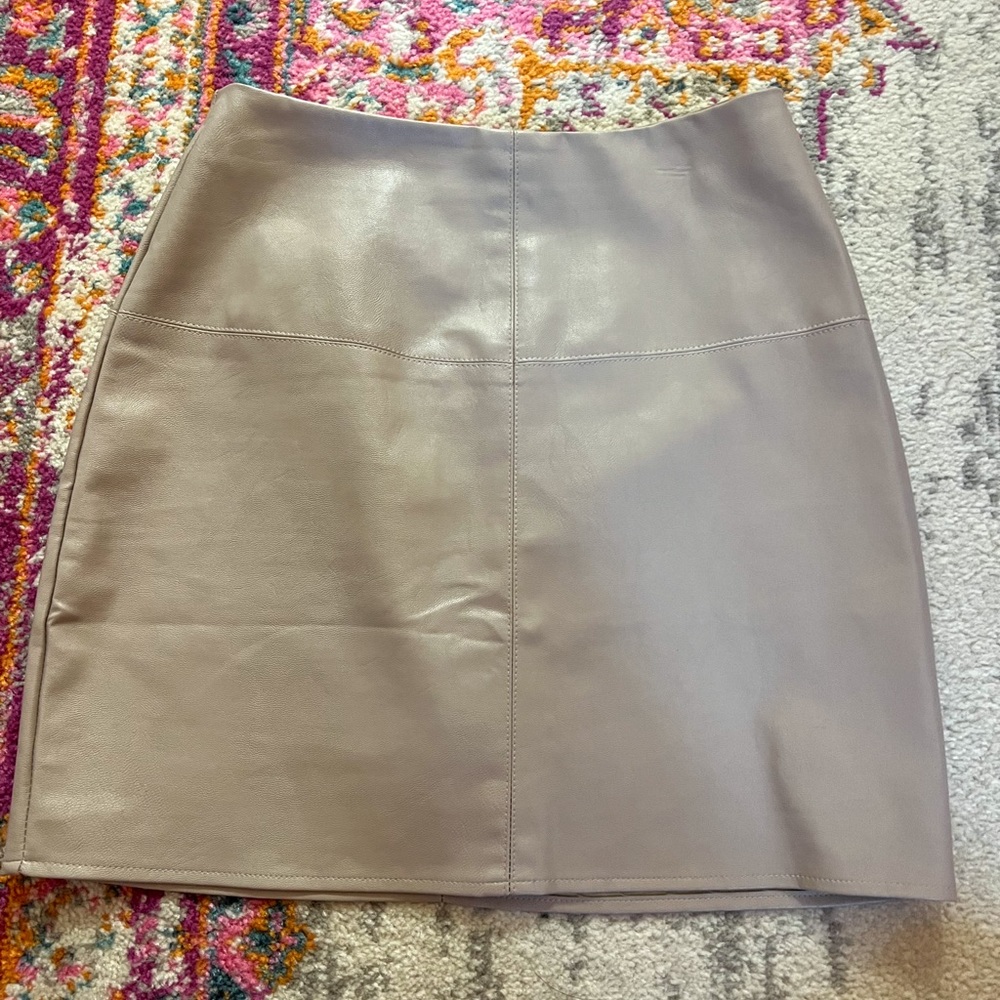 Missguided Leather Beige Mini Skirt